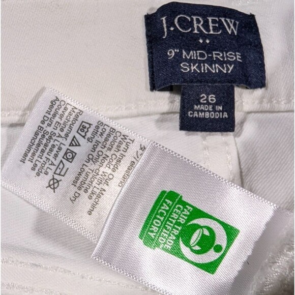 J CREW Womens 9" Mid Rise Toothpick Skinny White Jeans Denim Casual Size 26 - Picture 4 of 8